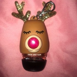 Light up rain deer key chain with hand sanitizer